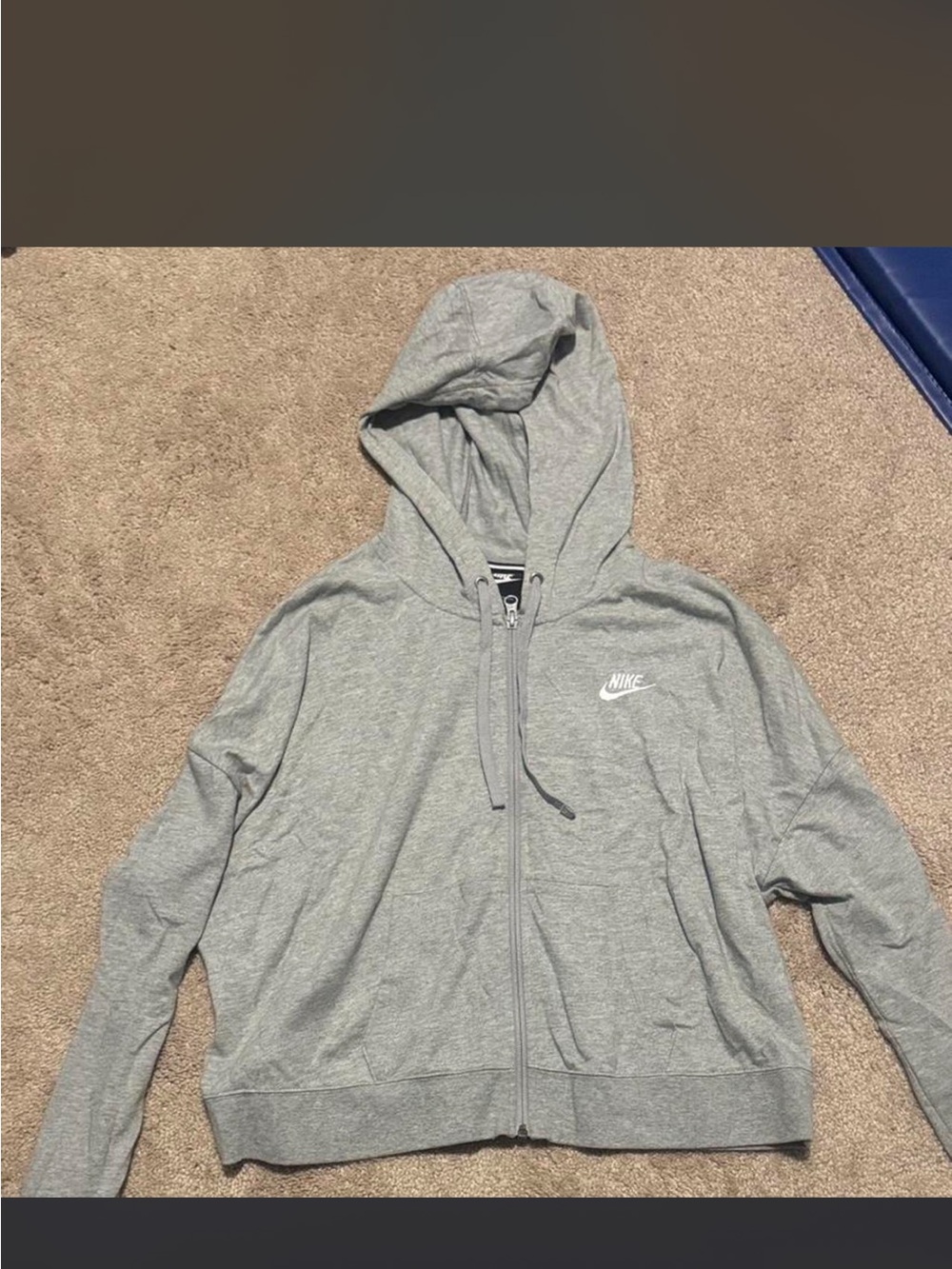 Nike Light Gray Zip-Up Hoodie with Hood
